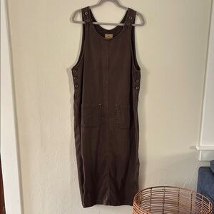 Ami Brown Sleeveless Maxi Pinafore Dress